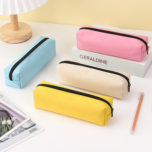 Exam pen bag, simple ins style niche stationery box with printable logo, solid color stationery bag, compact portable pencil bag