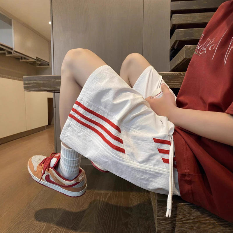 Three-Stripe Design Quick-Dry Sports Casual Shorts Men's Pants Summer New Loose Five-Point Pants American-Style Sweatpants