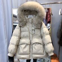 2025冬季新款羽绒服女中长款小个子加厚鸭绒时尚收腰毛领外套氨纶