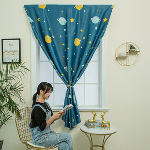 Internet Celebrity Simple Full Blackout Sunshade Cloth Balcony Bedroom Dormitory Sun Protection Heat Insulation Velcro Curtain Without Punching Installation