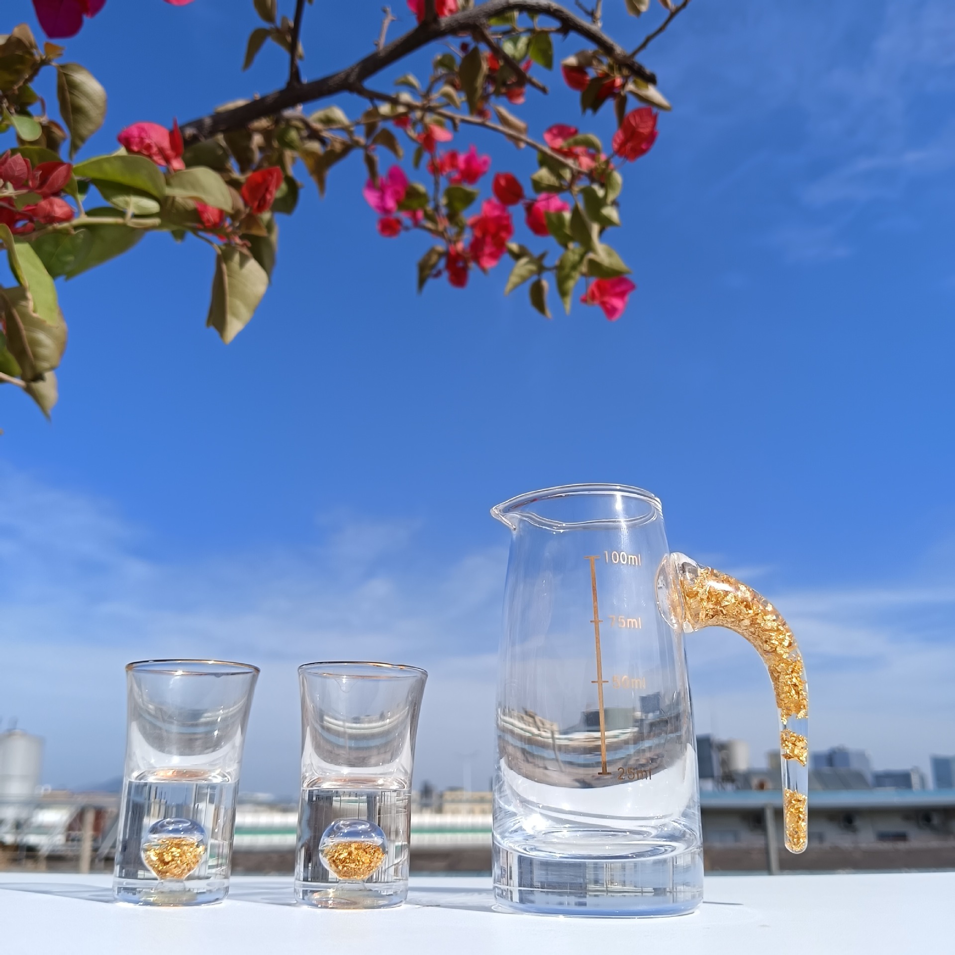 金箔白酒杯分酒器套装分酒壶玻璃杯洒厂促销礼品水晶酒具茅台杯