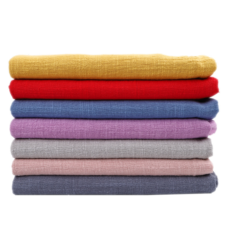 Bambú arrugada ropa de algodón y ropa de lino tela de verano colorido lino fino liso tela de lino al por mayor