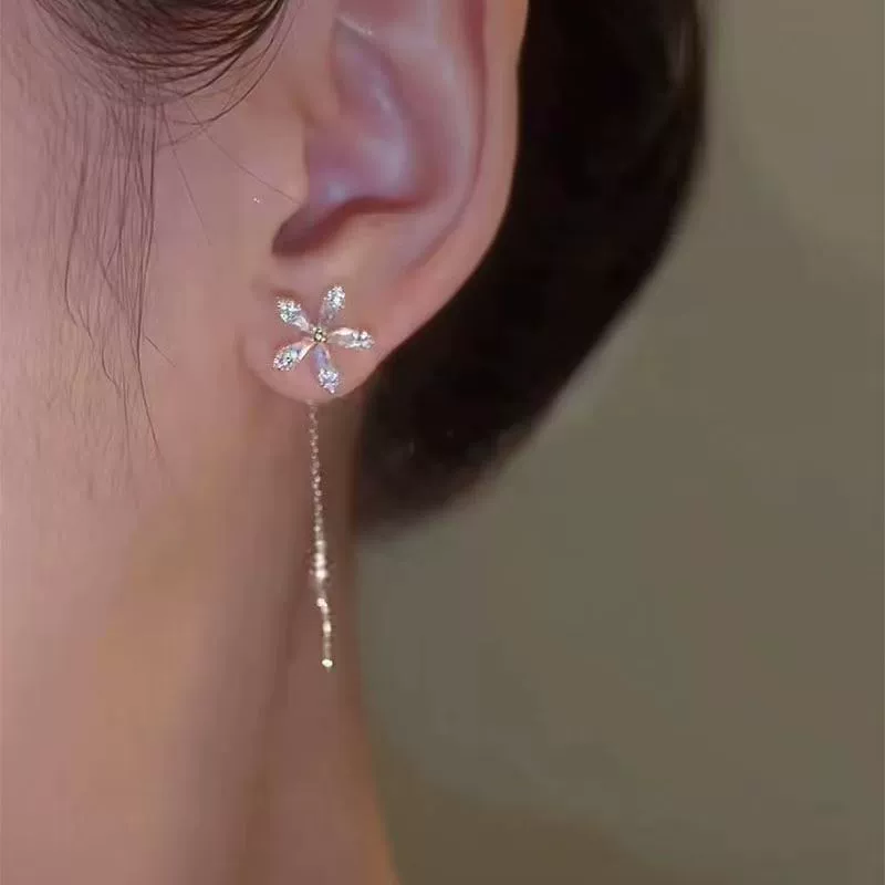 Серьги-кисточки из стерлингового серебра 925 пробы с иглой и цирконом, женственные, элитные, доступные роскошные, простые и изысканные серьги для пирсинга ушей