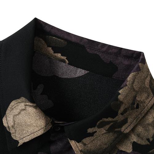 NASA Short-Sleeve Floral Shirts for Men - Summer Thin Casual Band-Shirt with Ice Silk Quick-Dry Striped Leisure Collar - Trendy Brand