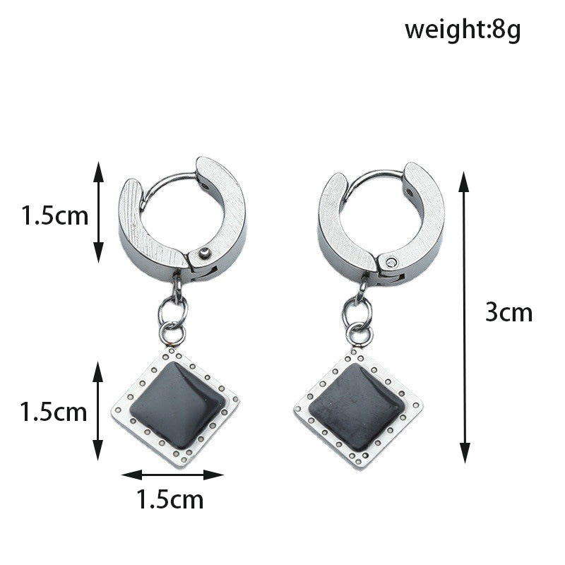 Retro Black Square Earrings Simple Flower Round Alloy Ear Drop display picture 4