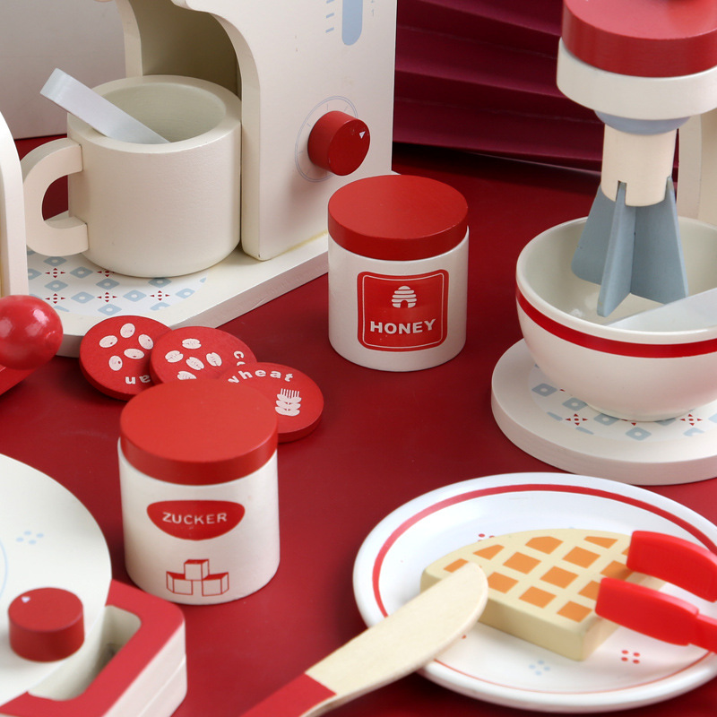 Diversión de los niños de madera simulación de cocina de las niñas postre tarde té vajilla traje educativo padre-hijo jugar casa Juguetes
