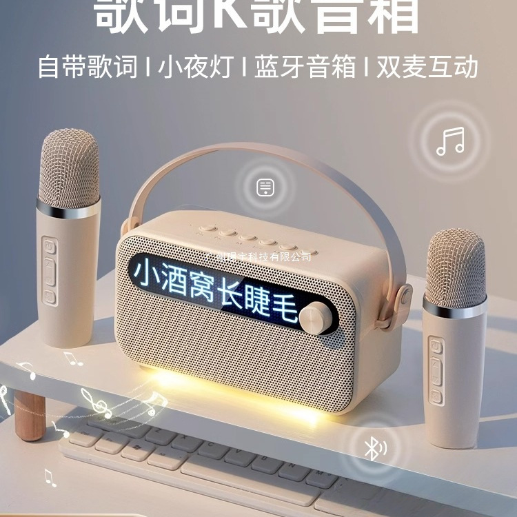 Bluetooth Speaker Home Karaoke Small Lyrics Audio Microphone with Microphone All-In-One Singing Outdoor Mini Ktv