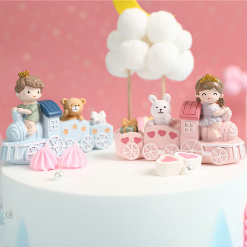 Car ornaments resin crafts small train birthday cake baking boys and girls first birthday dessert table decoration