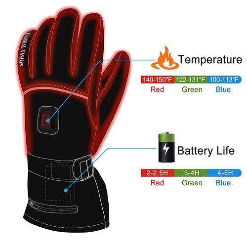 Heating Gloves for Outdoor Cycling, 3-Stage Temperature Control, Heated Ski Gloves for Cold Weather, Thick Insulated Electric Heating Gloves