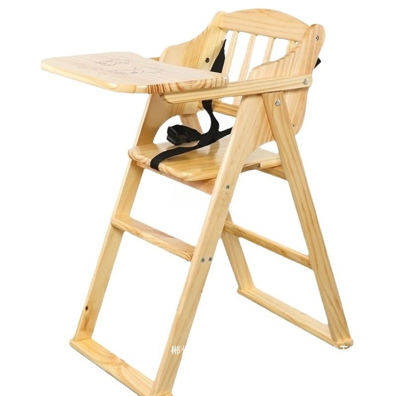 Fábrica directa silla de comedor para niños de madera sólida doméstica comercial plegable con silla BB comedor de dos propósitos comedor para niños