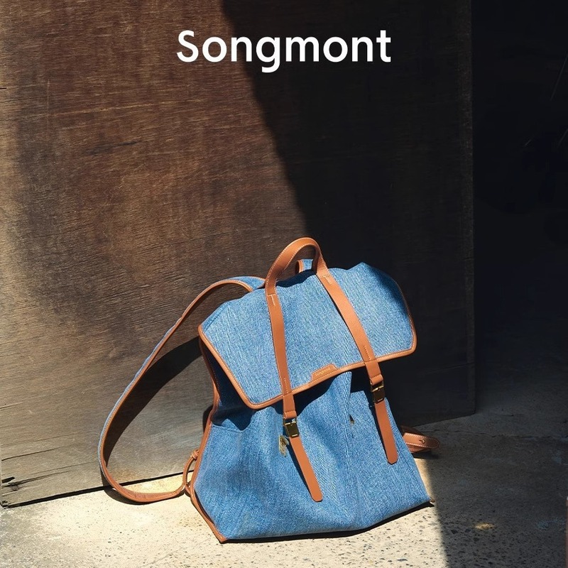 Songmont 山下有松山 Xingmiye シリーズ 縦型大型バックパック デニム キャンバス レザー アウトドア バックパック|undefined