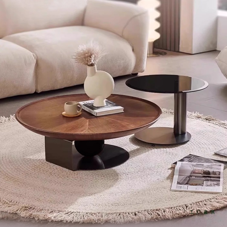 意式极简圆形创意茶几边几组合现代简约客厅家用小户型轻奢高级感