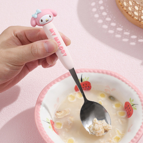 Sanrio KT Cat, Dog, Mimi Spoon and Fork, Cute and Durable, Household Cartoon Tableware, Convenient