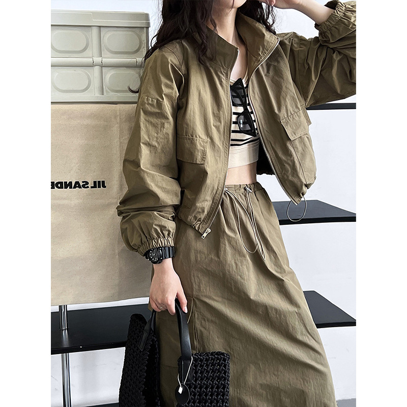 Workwear Casual Suit for Women 2025 New Autumn Style Complete Set of Stylish Salt-Style Jacket and Skirt Two-Piece Set
