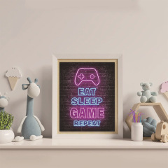 Bestselling Amazon Gaming Poster Canvas Print, Gaming Arcade Neon Light Wall Hanging