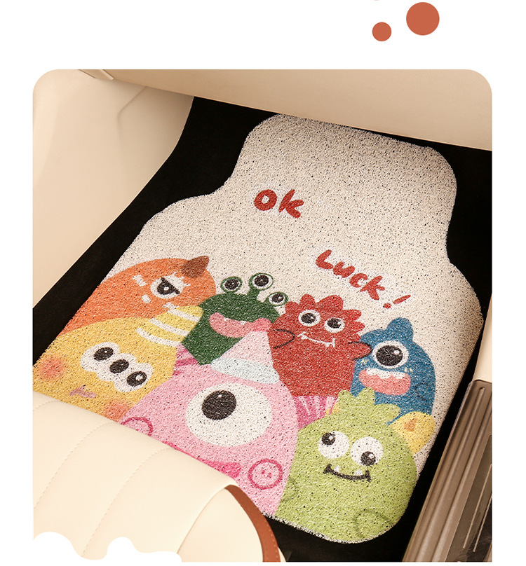 Cartoon silk circle car mat cartoon cute car mat floor mat non-slip goddess car anti-dirty foot mat universal single piece
