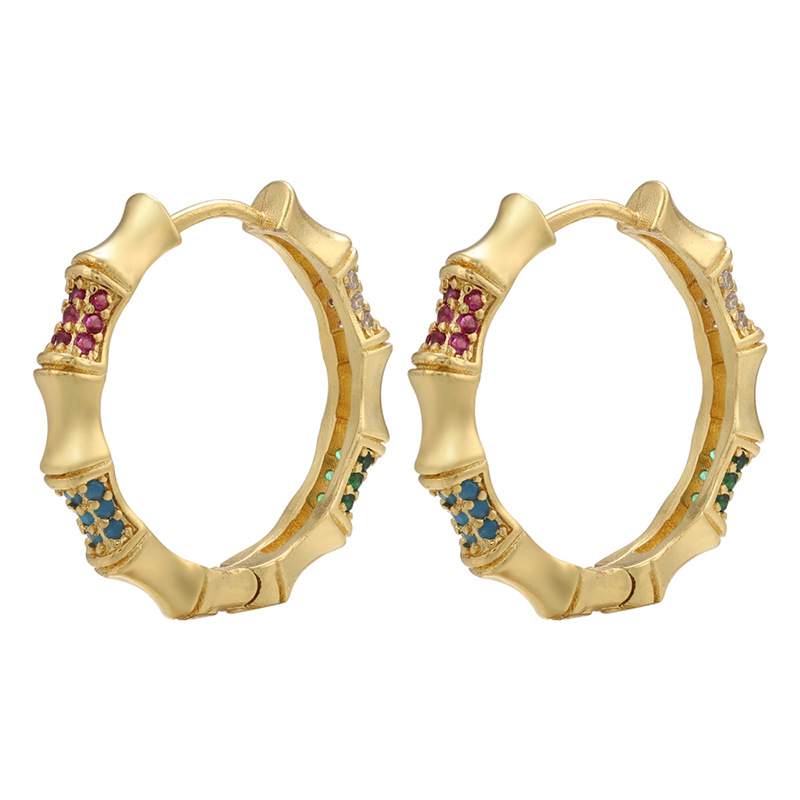 الرجعية مايكرو مطعمة الزركون الخيزران القسم هندسية الأذن مشبك الجملة Nihaojewelry display picture 4