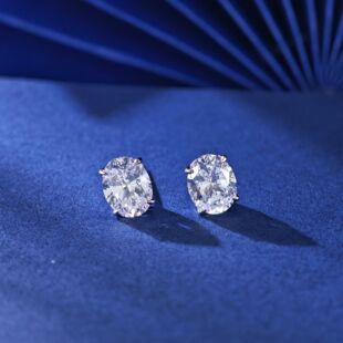 S925 sterling silver egg-shaped oval earrings women's simple all-match fashion temperament high carbon diamond earrings wholesale