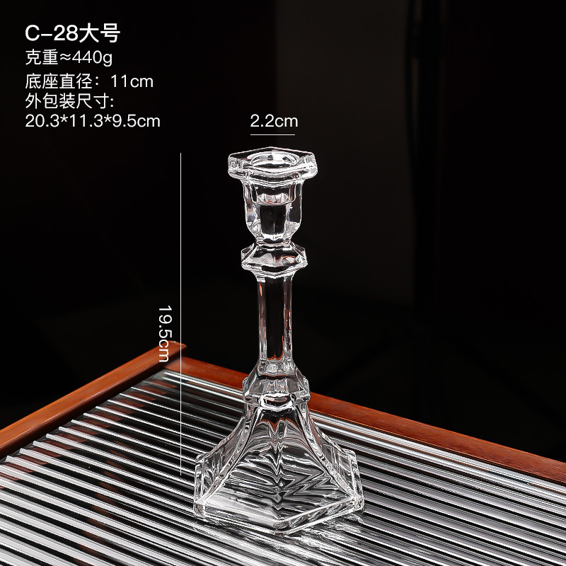 ヨーロッパ式現代シンプルins風透明ガラス燭台置物家庭装飾品テーブルリビング玄関装飾|undefined