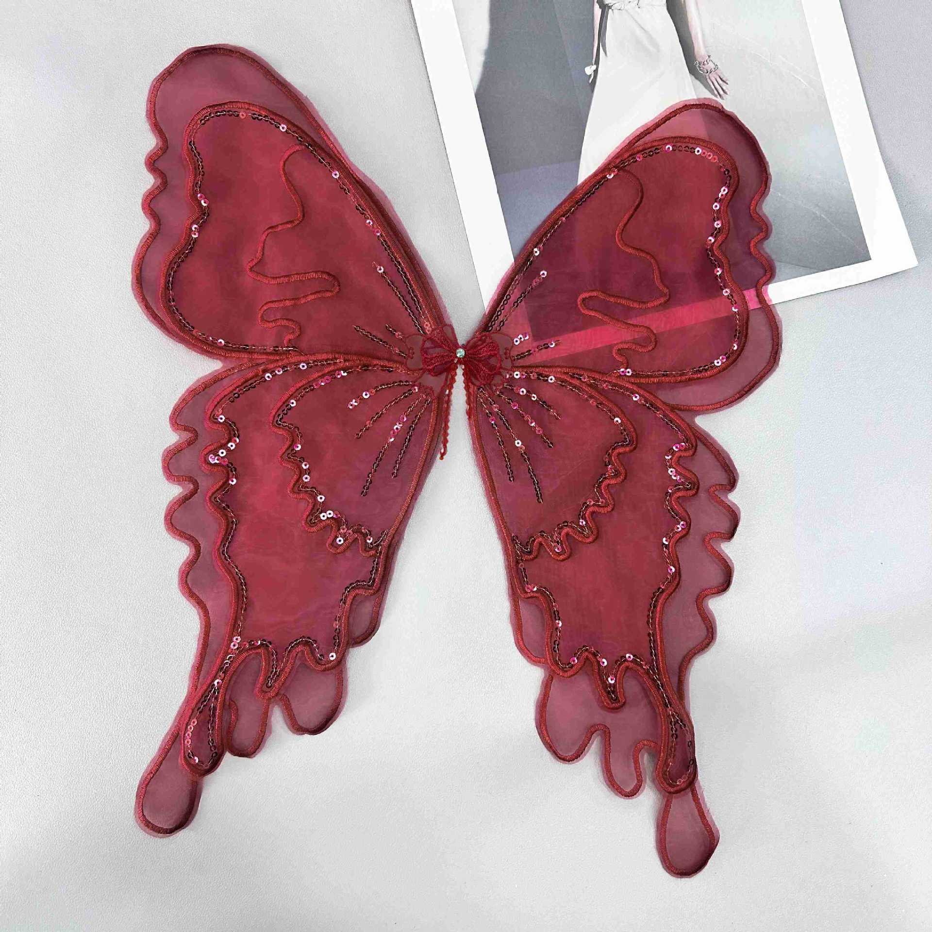 Parches de tela con bordado de encaje en stock, apliques de mariposa para ropa, accesorios para tocados, correas, decoración para camisones y vestidos.