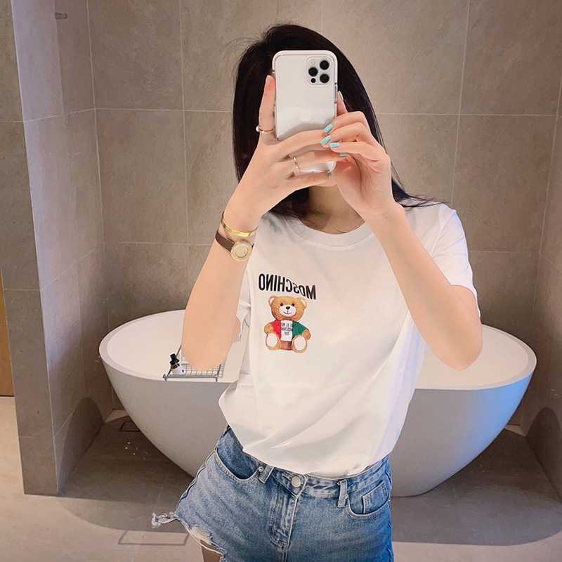 クロスボーダーヨーロッパとアメリカのトレンドブランド春夏新作ラウンドネックプルオーバー親子ベアTシャツ半袖カップルスタイル|undefined