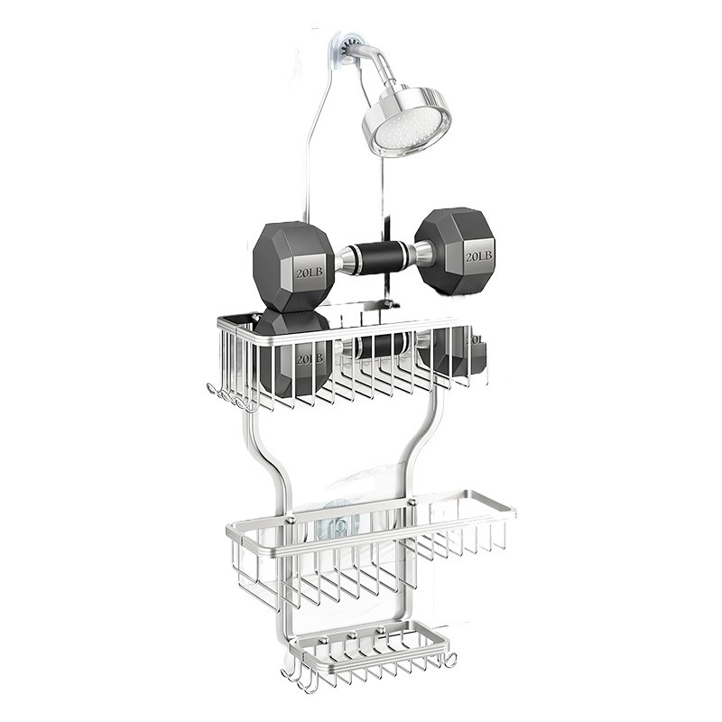 Estante de almacenamiento de suspensión de baño de aluminio espacial, champú de baño, jabón, suspensión de pared, estante de ducha colgante
