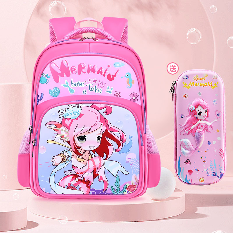 Mochila para niños Estudiantes de escuela primaria Grado uno dos tres a seis niños y niñas reducción de Carga Protección de la columna vertebral mochila de gran capacidad de dibujos animados