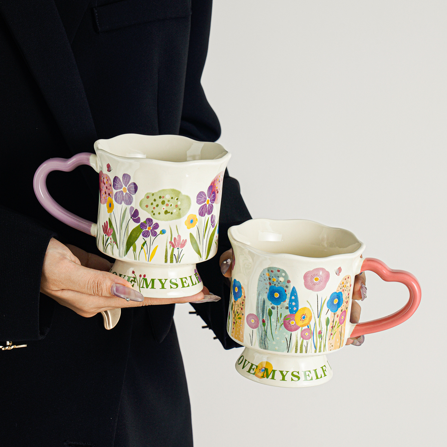 Tazas de alta sensación de diseño original pintadas a mano tazas de marca tazas de cerámica de alta sensación tazas de agua domésticas tazas de café de oficina