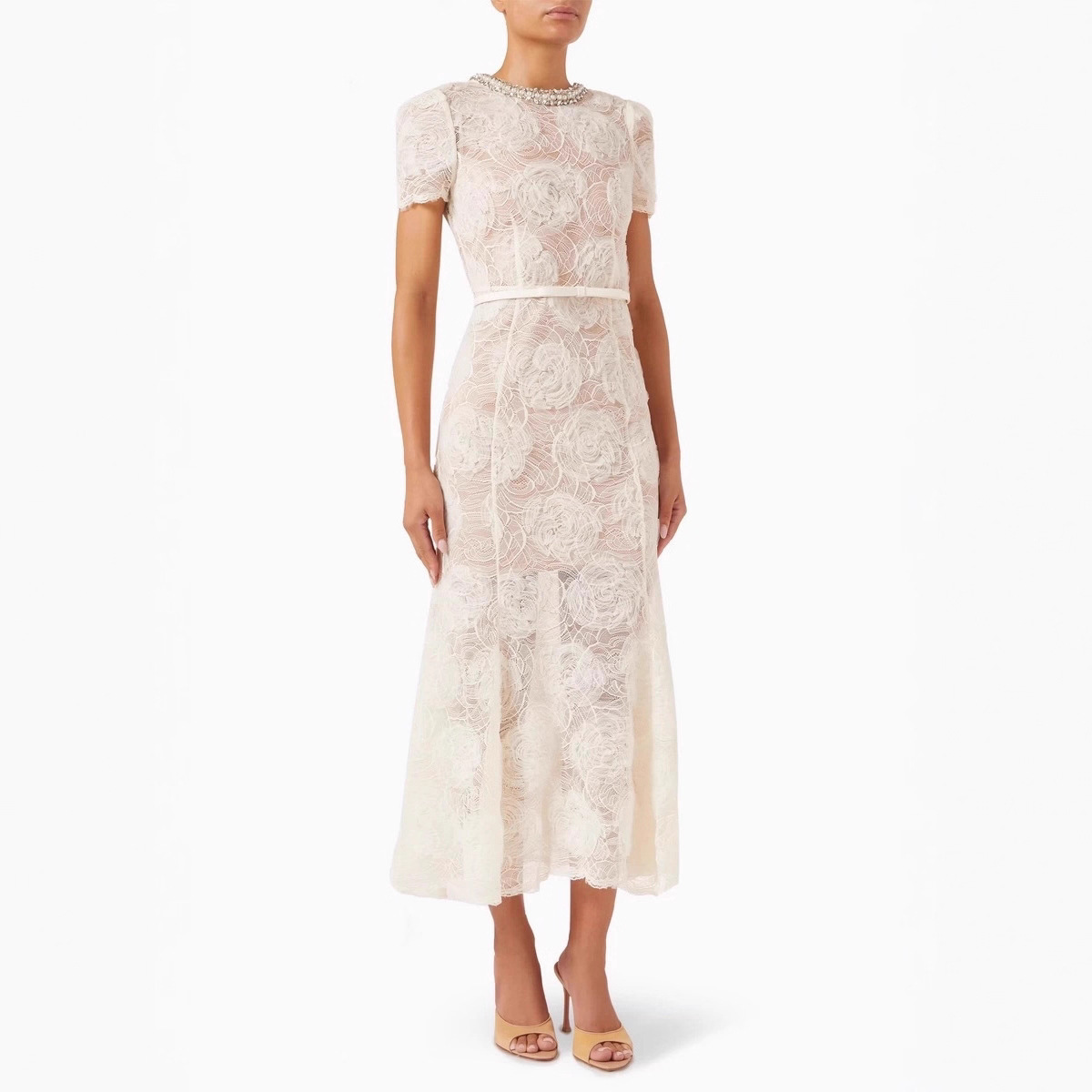 25 Summer Designer Trendy Brand Heavy Craft Three-Dimensional Tulle Floral Beaded Slim Fit Mermaid Evening Dress