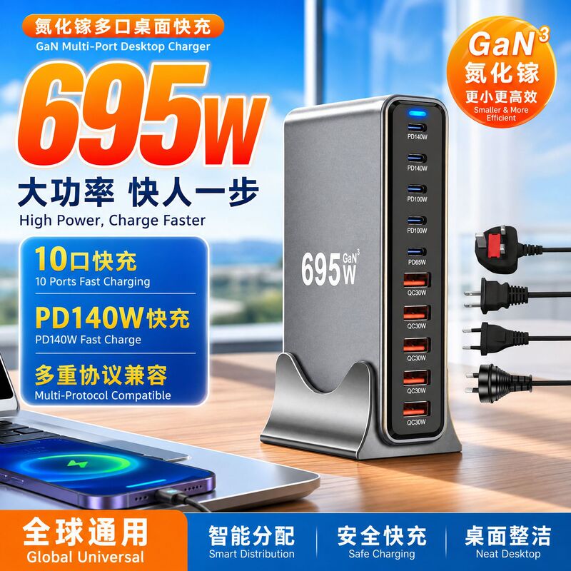 Amazon Gallium Nitride Mobile Phone Charger 5C5A Apple Fast Charging Head 695W High-Power Desktop Charging Station Amazon Gallium Nitride Mobile Phone Charger 5C5A Apple Fast Charging Head 695W High-Power Desktop Charging Station