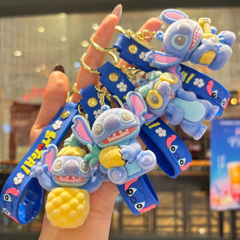 Flocked Stitch Keychain New Student School Bag Pendant Small Jewelry Key Chain Pendant Couple Car Pendant