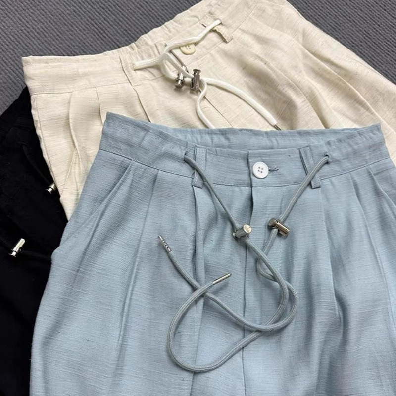 Chao Highly Recommends! Blue Linen Wide-Leg Pants for Pear-Shaped Body, Slimming, Lightweight, Breathable, Thin Style Wide-Leg Pants for Summer Chao Highly Recommends! Blue Linen Wide-Leg Pants for Pear-Shaped Body, Slimming, Lightweight, Breathable, Thin Style Wide-Leg Pants for Summer