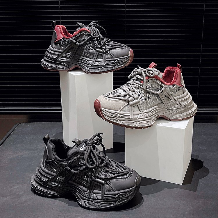 Two-tone demi-season shoelaces platform