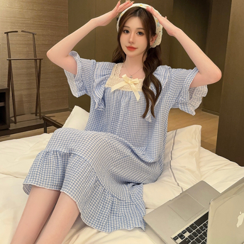 3428-5#격자 무늬 블루