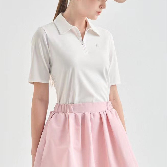 New Lapel Zipper Golf Clothing Top Korean Summer Women's Fashion Casual Breathable Short Sleeves