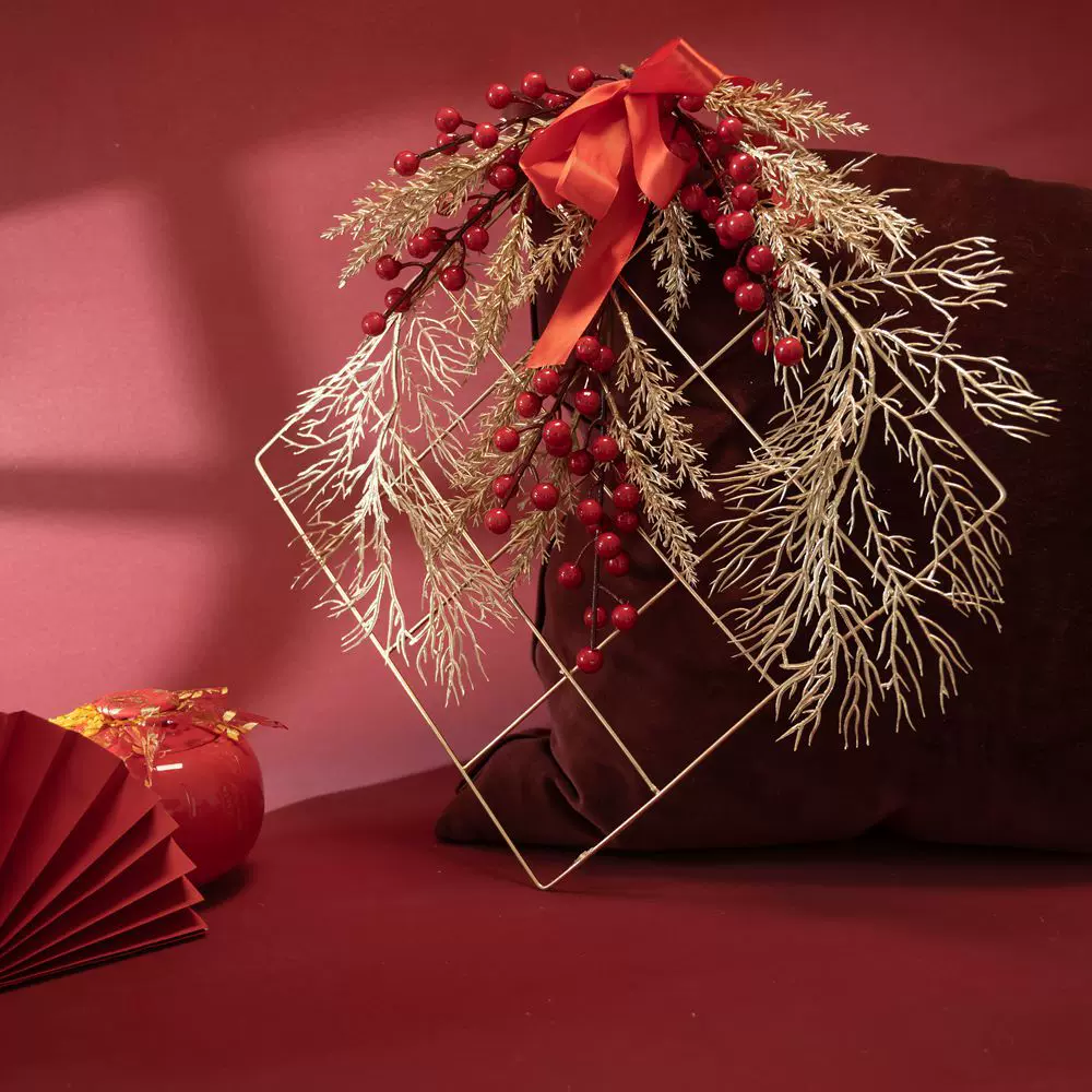 北美冬青年宵花墙饰发财果假花INS风仿真花家居装饰批发CF01085