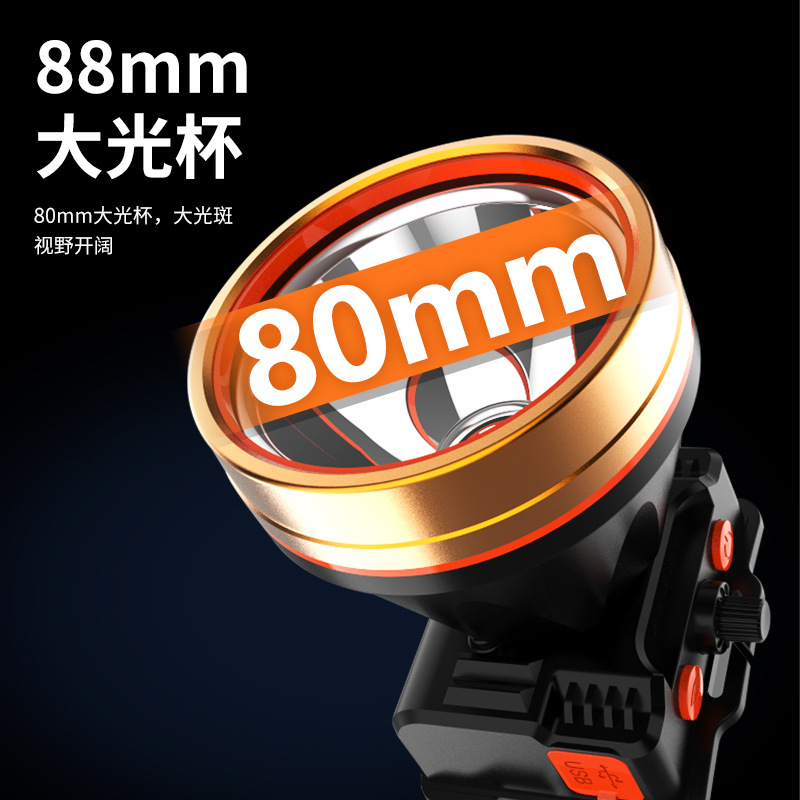 Cabeza montada Faro Pesca fábrica al por mayor LED fuerte luz de largo alcance faro al aire libre camping faro recargable