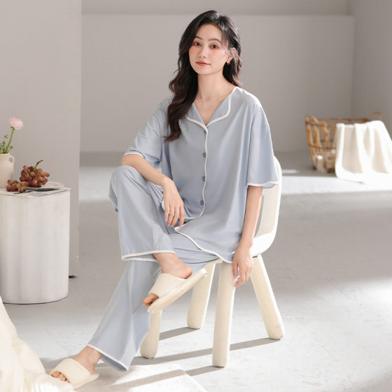 TRC Modal Cool Cardigan Pajamas Women's Summer Short-Sleeved Simple Outer-Wearing Thin Summer Women's Home Clothes