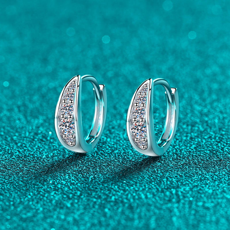 Orecchini a cerchio Xindeyi in argento sterling S925 con moissanite di colore D per donna, semplici e versatili, ideali per studenti e vacanze._voghion.com