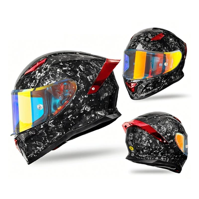 Motorcycle Safety Supplies — for All Seasons, Full-Face Motorcycle Helmet - carbon-fiber-forged-lava-red-m-head-circumference-55-56cm