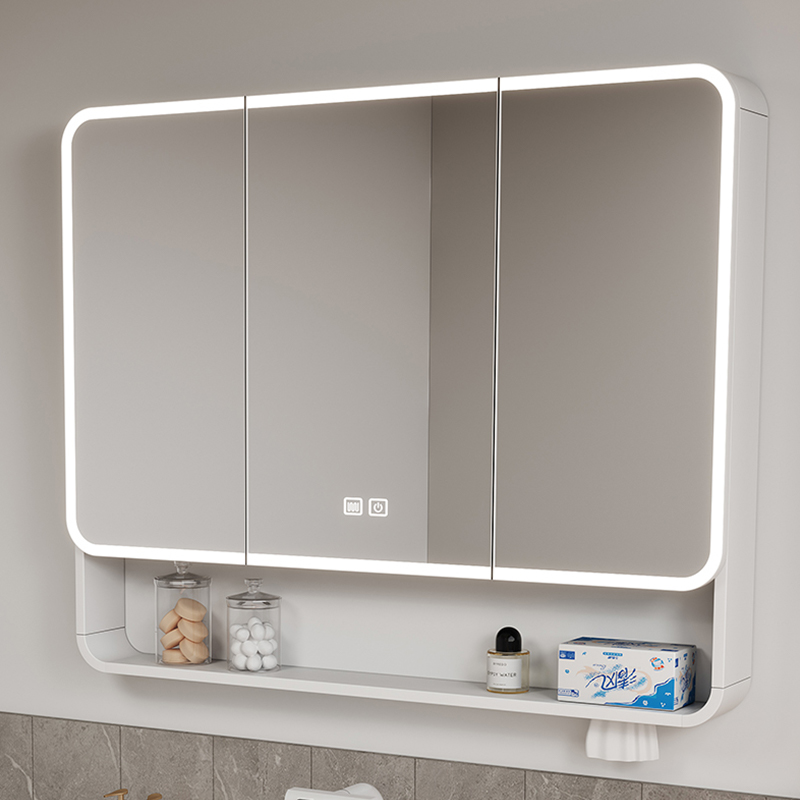 太空铝智能浴室镜柜挂墙式卫生间镜子带置物架收纳洗手间单独镜箱