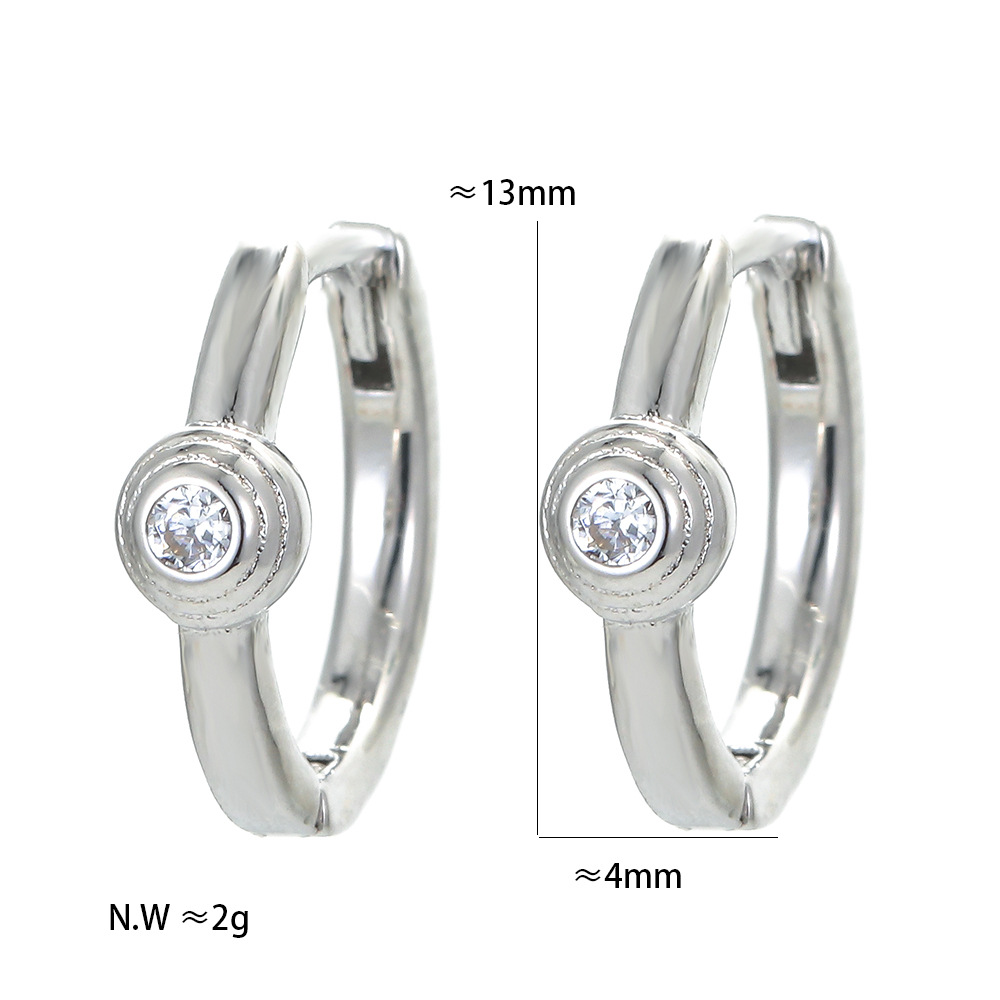 Zircon Inlay Material Earrings Classification Geometric Plating Metal Zircon Copper Earrings