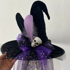 タッセルハロウィンハット魔女帽子魔女帽子装飾ダンスパーティー子供のコスプレ写真ドレスアップレースハロウィンアングル