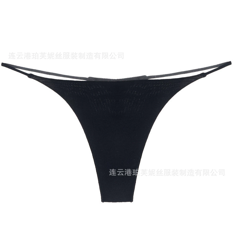 Double‑layer low‑waist T‑back thong panties, thin elastic bands, S–XL