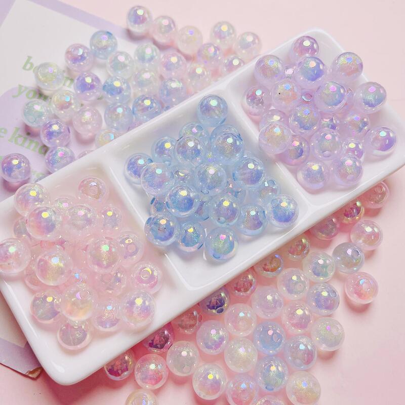 High-quality fine flash luminous meteor beads UV color-plated non-scratch round beads diy mobile phone chain bag chain jewelry accessories