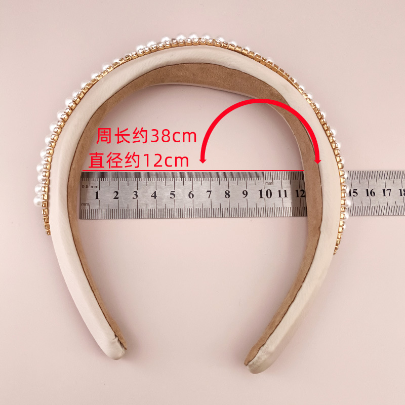 CB20170009-3.5cm三尖椭圆珍珠水钻塑料布艺发箍