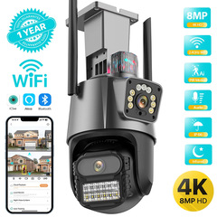 P11屋外Wifiデュアルスクリーンカメラ4K 8MP hdデュアルレンズAI自動追跡監視警告灯警報