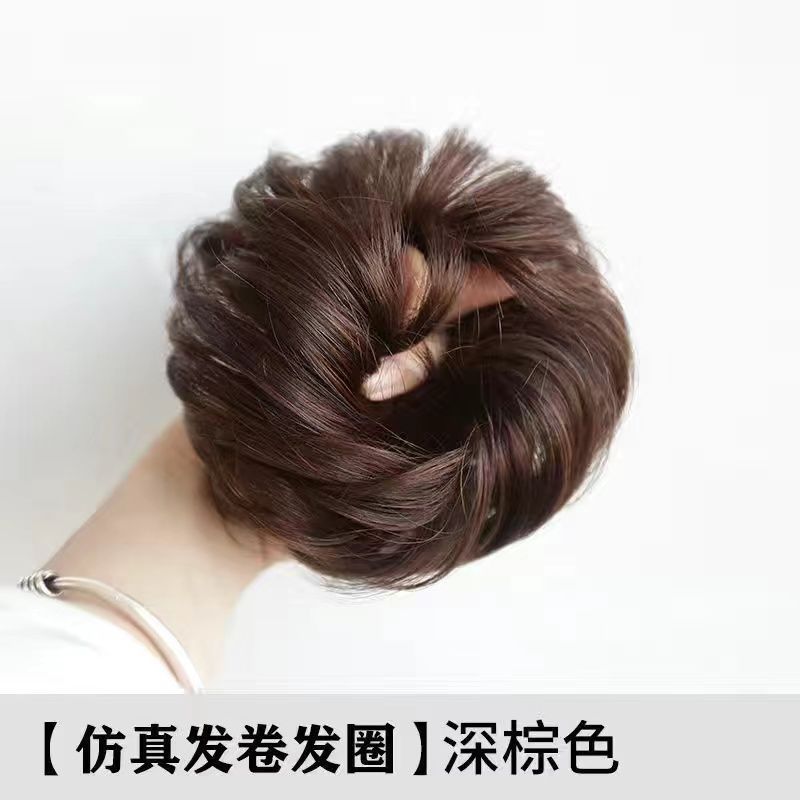 Cabeza de bola de pelo real completo Peluca de pelo real anillo de pelo peluca femenina bolsa de peluca natural flor corsé pelo updo falsa cabeza de bola