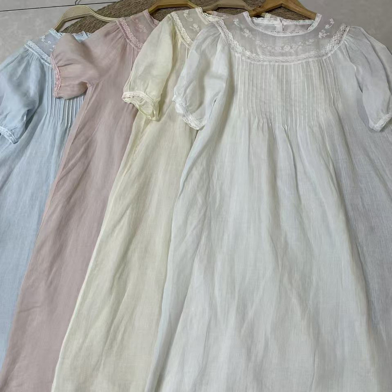 Japanese-Style Heavy-Duty Pleated All-Ramie Lace Sweet Summer Dress for Women, New Loose Design Dress
