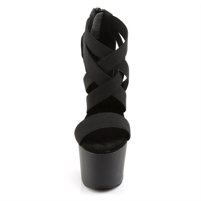 17cm fábrica directa de verano nuevo negro cremallera de fondo grueso talón fino un tamaño de cabello medio de moda boca de pez de moda